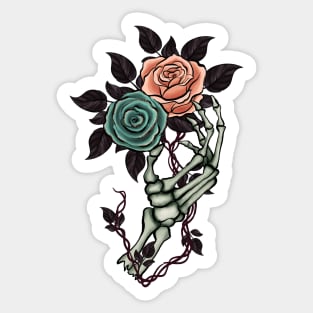 Skeleton Hand with  Roses Sticker